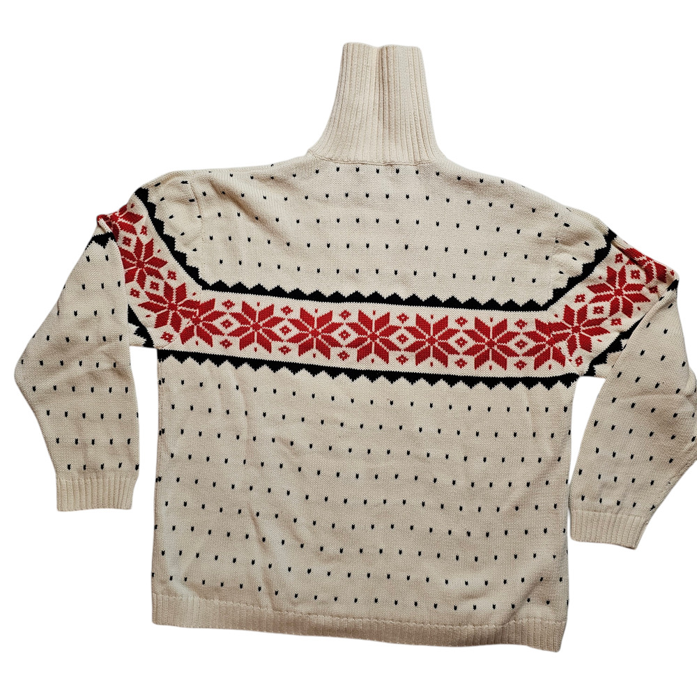 VTG Y2K Paradox Snowflake cream red black sweater preppy classic XL
